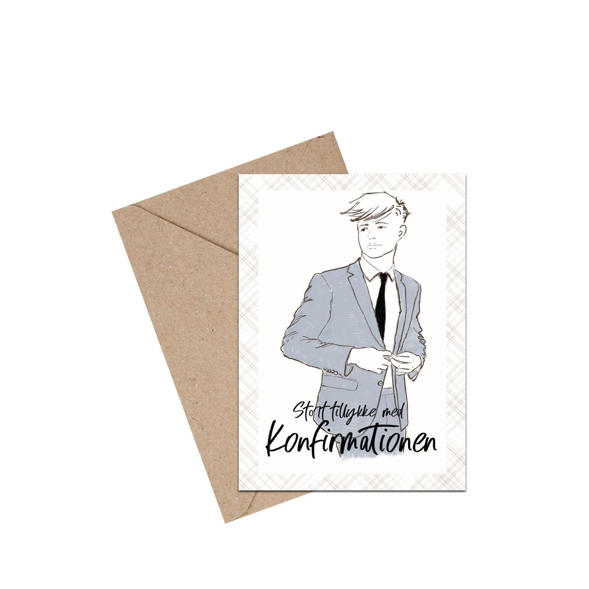 Tillykke med konfirmationen dreng A6 kort